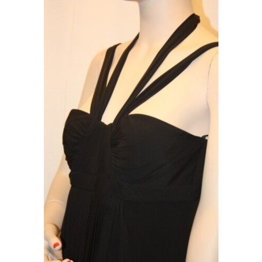BCBG Maxazria Womens Black Pleated Mini Dress V-Neck Jersey Stretch Medium VTG - Picture 4 of 11